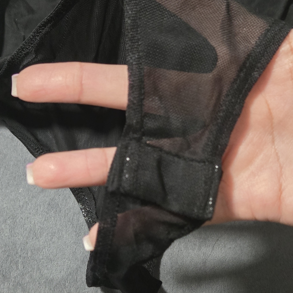 Black Mesh Sleeveless Bodysuit - Picture 3 of 7